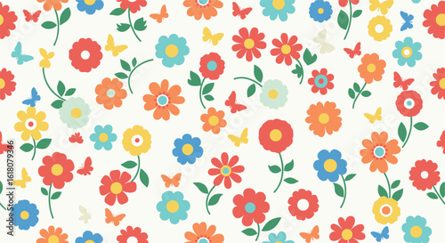Wallpaper Mural Vibrant garden blooms with delicate butterflies dancing amongst the petals Torontodigital.ca