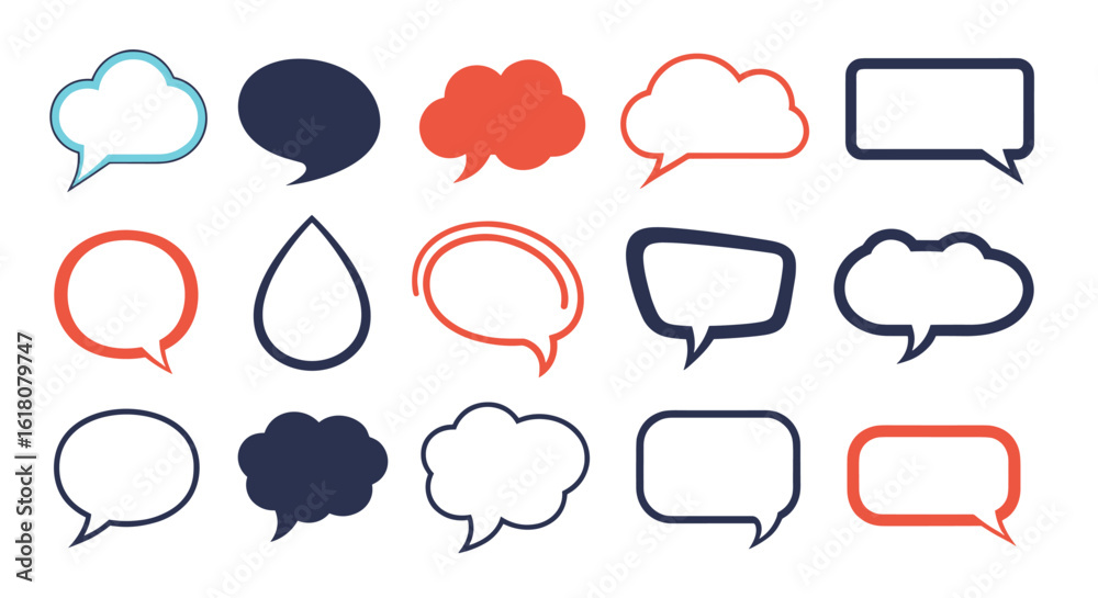 Collection of diverse speech bubbles for communication graphics and design projects Collection of diverse speech bubbles for communication graphics and design projects