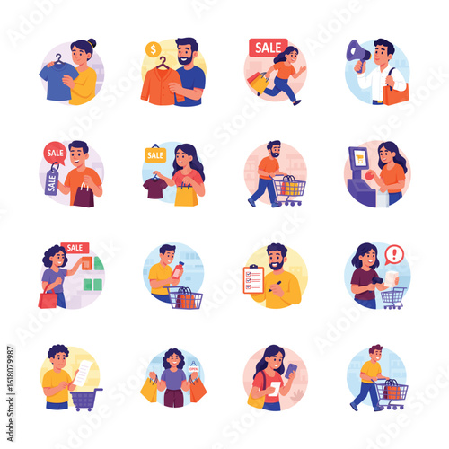 Get this amazing set of shopping illustrations in modern design style