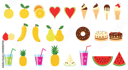 A colorful collection of delicious desserts fruits and refreshing drinks for a summer day