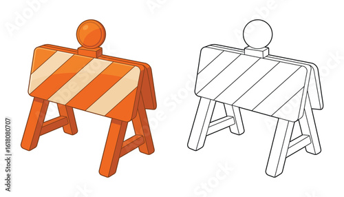 Roadwork barrier sign, safety, traffic obstruction, construction and maintenance