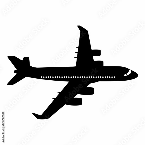 Airplane Silhouette Icon for Travel and Aviation