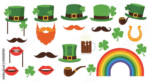 St patricks day party photo booth props and decorations collection