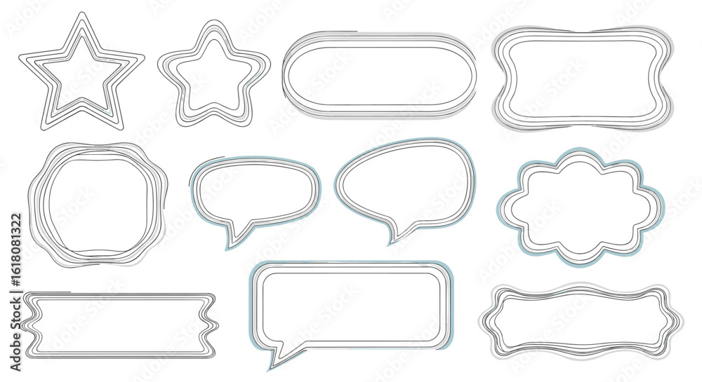 Obraz premium Collection of ornate decorative frames and speech bubbles for design elements