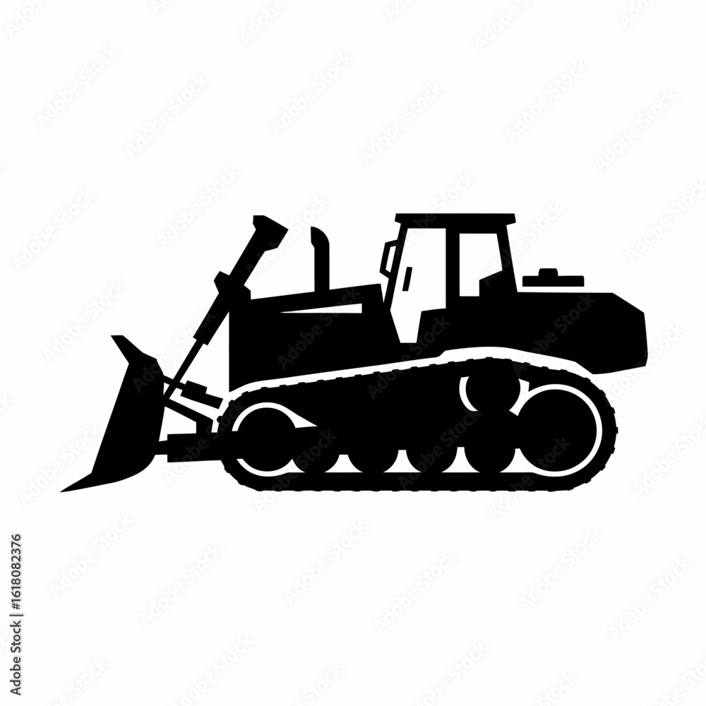Naklejka premium Heavy Construction Bulldozer Silhouette Illustration