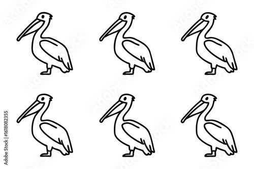 Pelican Pattern: A neat and organized array of pelicans is depicted, offering a clear and straightforward illustration suitable for various creative applications.