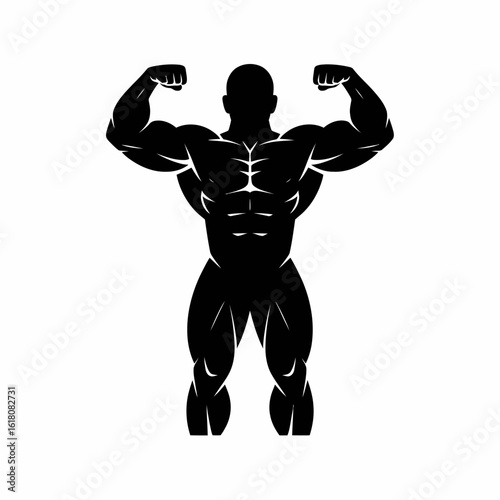 Muscular Silhouette Flexing Arms Icon