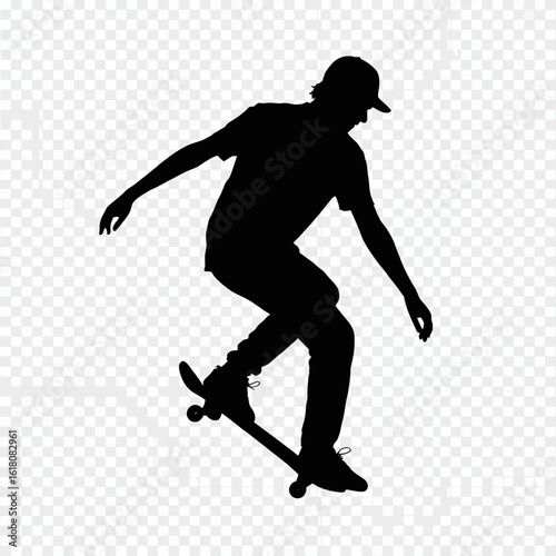 Skateboarder Silhouette in Action Pose