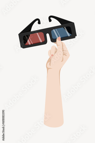 Wallpaper Mural Hand holding 3d glasses, entertainment illustration vector Torontodigital.ca
