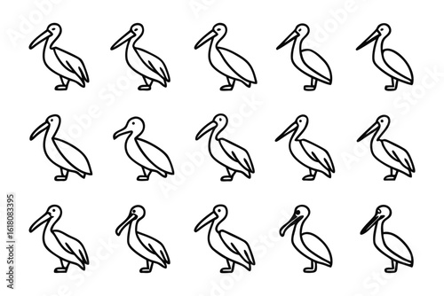 Foto Pelican Pattern: A grid of stylized pelican illustrations, rendered in bold strokes and simple lines, conveying a sense of graphic elegance