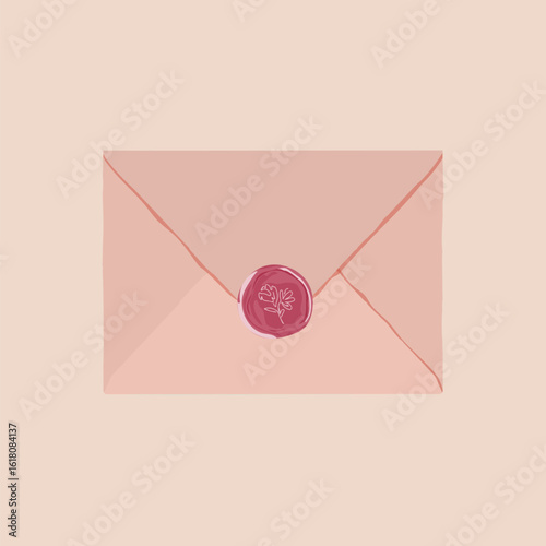 Pink sealed envelope collage element vector