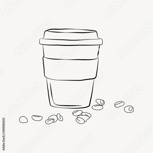 Coffee cup line art vector