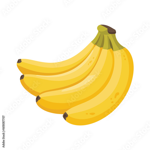 Bunch of ripe yellow bananas on a white background