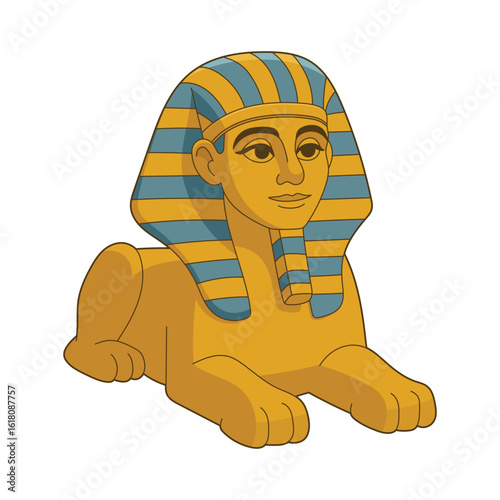 Cartoon depiction of a golden sphinx, inspired by ancient Egyptian statues