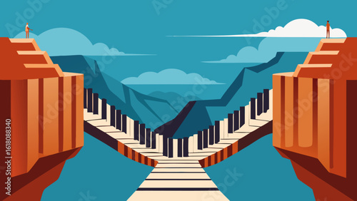 Piano Key Bridge Between Cliffs – Music Connection Symbolism