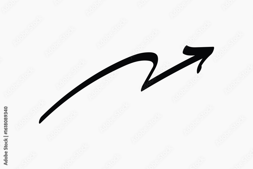 Fototapeta premium Curved black arrow illustration vector