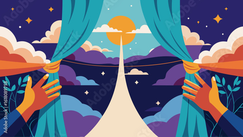Pulling Apart Sky to Reveal Hidden World – Surreal Imagination