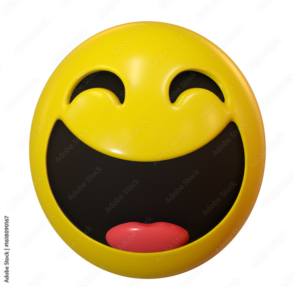 Fototapeta premium 3d happy smiley face on png transparent background.
