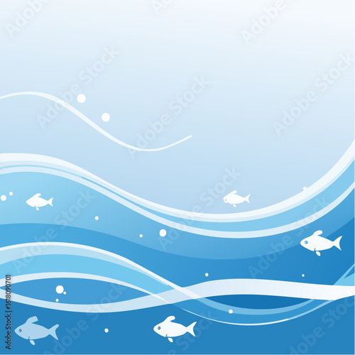Minimalist Underwater Scene Vector Background with Animated Layers