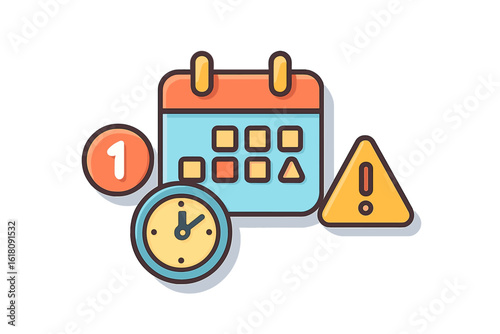 Calendar with clock and alert symbol indicating important date and time for scheduling reminders
