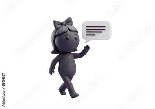 Isolated Businesswoman Communicating with Speech Bubble