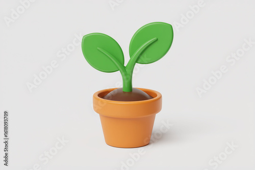 Eco-Friendly Sprouting Plant 3D Illustration