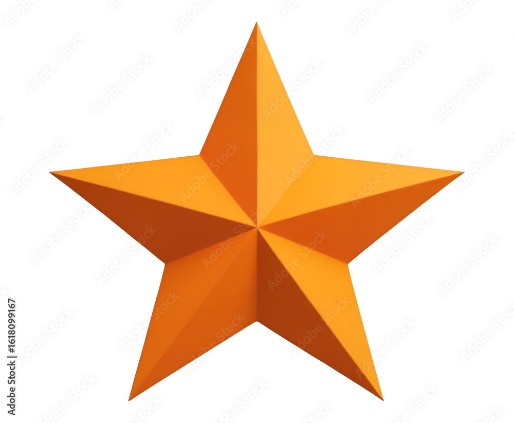 Obraz premium Orange 3D Star with Transparent Background, Glossy Graphic for Web Design