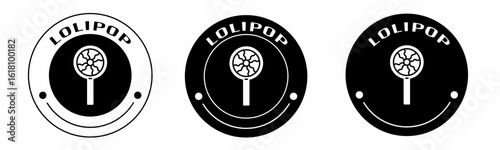 Black and white illustration of lolipop icon in flat. Stock vector.