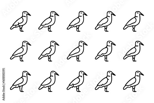 Symbolic Flock of Birds: A meticulously crafted array of simple black and white bird outlines, forming a captivating pattern, evokes the essence of unity, freedom, and migration.
