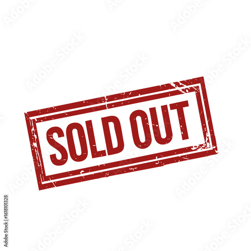 Red sold out stamp design perfect for e commerce websites, product listings, marketing materials, and advertising campaigns.