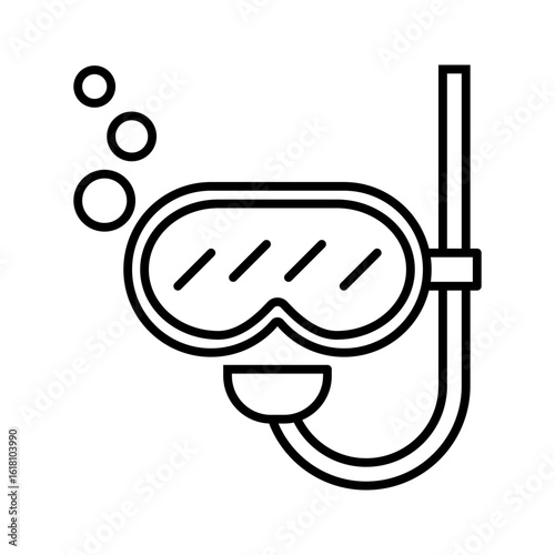 snorkeling mask line icon with editable stroke