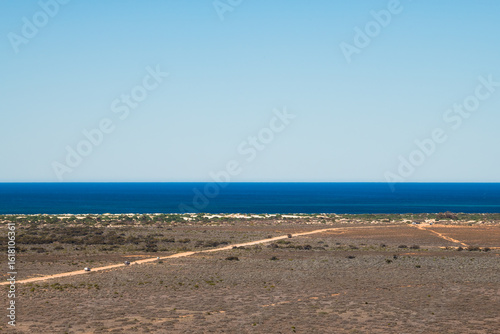 View on top of the escarpment looking towards the blue ocean, Eucla, Western Australia