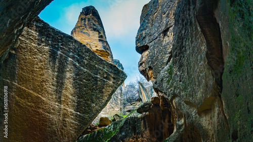 Canvas Print Ape like rock formation if you look closely on the right side at Gobustan nation