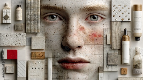Portrait of a Young Person with Abstract Textures and Materials
