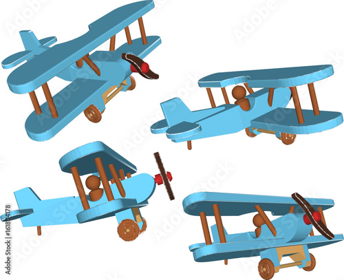 vector design illustration of decorative ornaments, toys, wooden airplanes, interior decorations for rooms