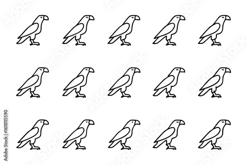 Lineup of Crows: A meticulously crafted pattern of crows, poised in a simple, elegant design, evoking an enigmatic allure. 
