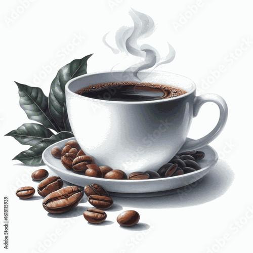 Dawn Halos Black coffee isolated watercolor vector illustration svg