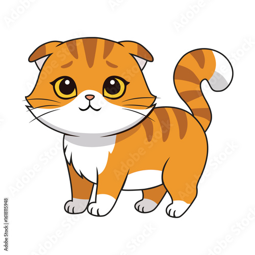Cute orange tabby kitten logo illustration, perfect for pet themes, children's books, and animal lovers