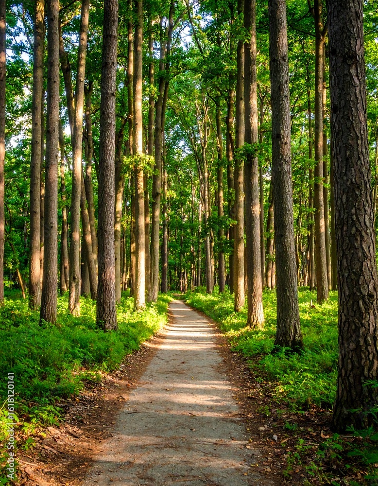 Obraz premium Sunlight path through a forest
