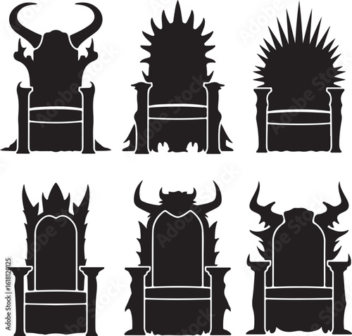 Ornate thrones with animalistic and spiky designs chair