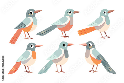 Colorful Bird Collection: A delightful array of illustrated birds in vibrant colors, perched elegantly and ready to take flight, perfect for any artistic project or decorative need.