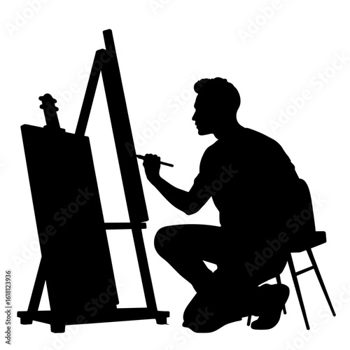 Artist painting silhouette on canvas – Creative expression in home decor