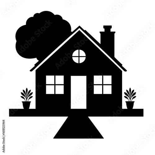 Silhouette of accessible home with wide entryway – Inclusive living, design