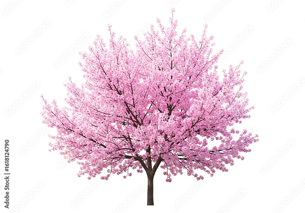 Obraz premium Blooming cherry tree against a black background.