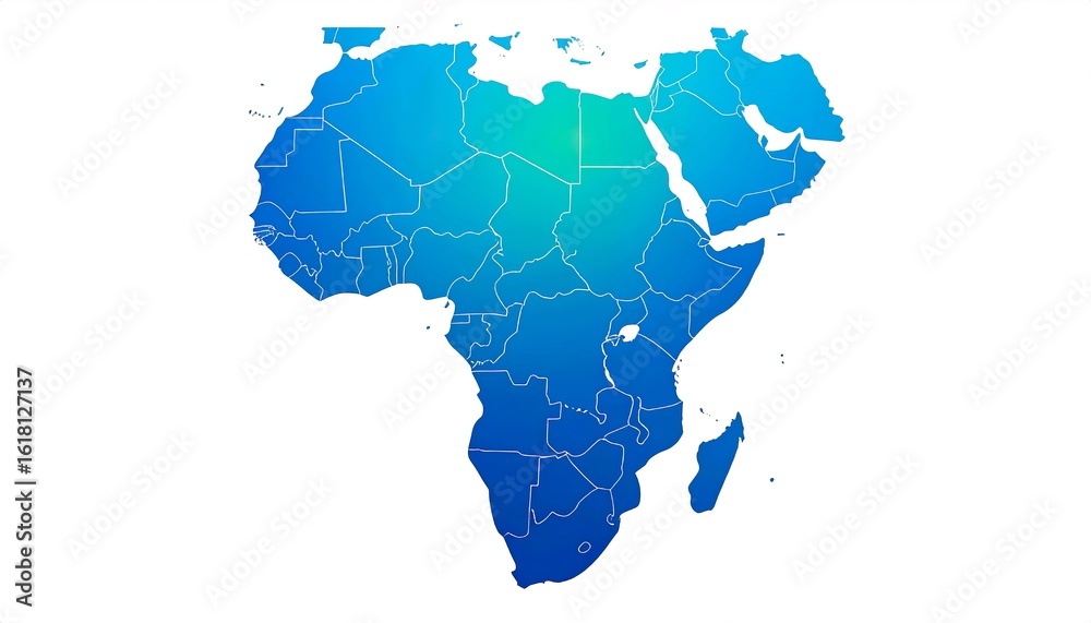 Obraz premium Modern Gradient Africa Map with Futuristic Vector Design