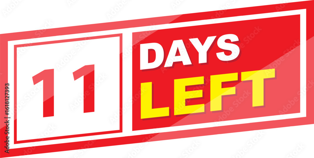 Fototapeta premium Vector label 11 days left illustration