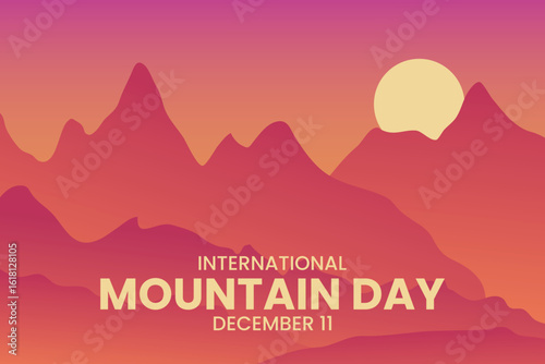 International mountain day celebrated on december 11. Vector illustration