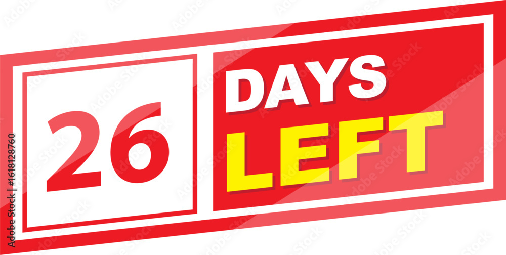 Fototapeta premium Vector label 26 days left illustration