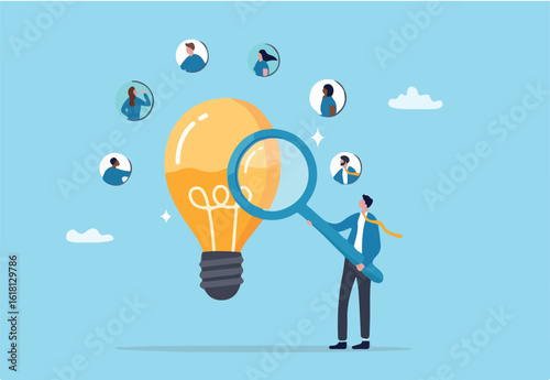 Capacity planning, resource management or efficiency analysis, demand provisioning, redundancy or utilization forecast, resource allocation concept, businessman magnify lightbulb capacity plan.