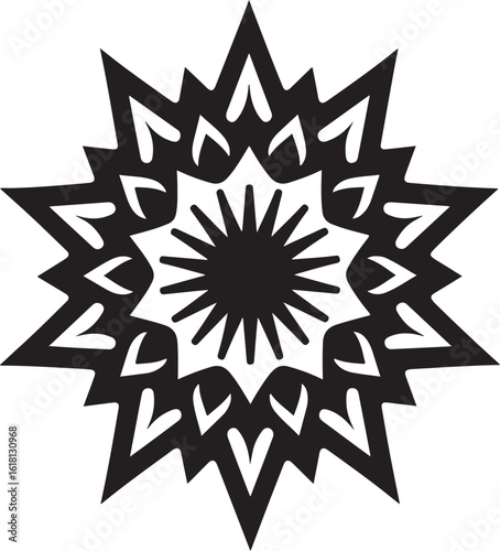 Intricate Circular Mandala Laser Cut Design features a stunning blend of floral and geometric symmetry, rendered in a precise black vector 